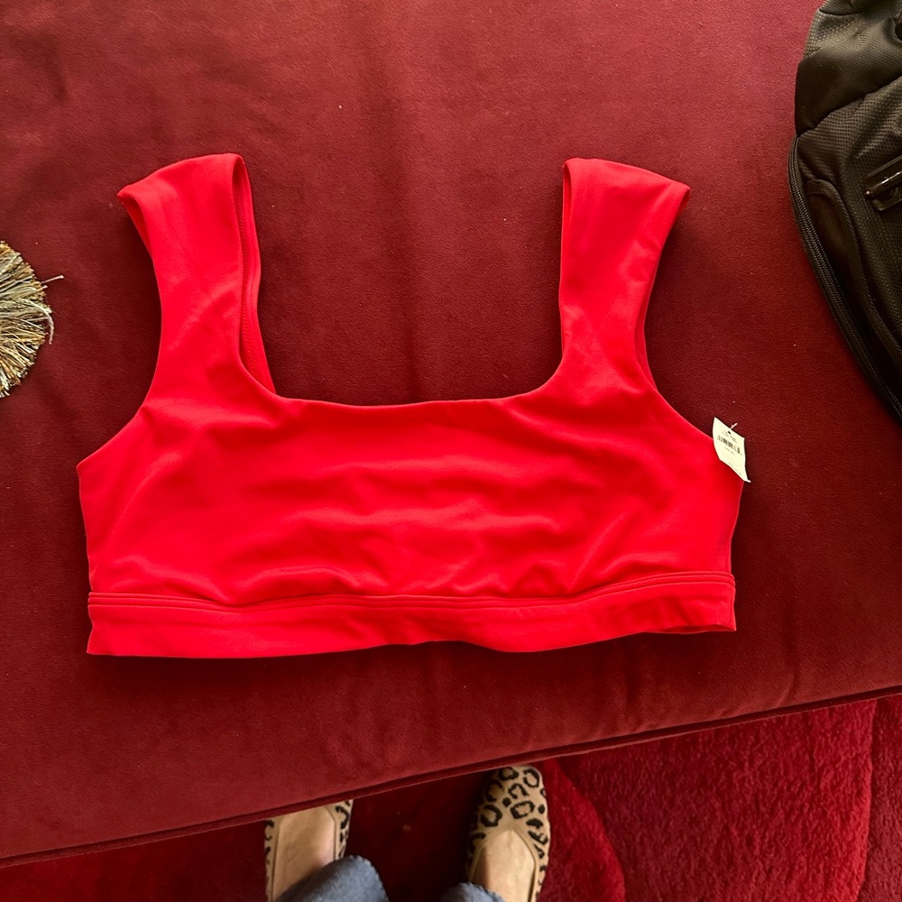 aerie Red Scoop Neck Crop Top